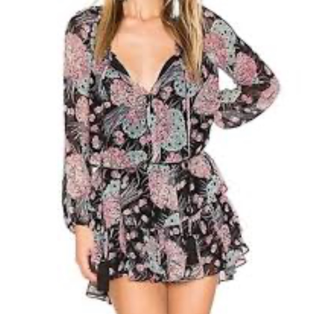 LoveShackFancy Black and Pink Floral Dress. Love Shack Fancy. Resort wear. - Picture 2 of 3